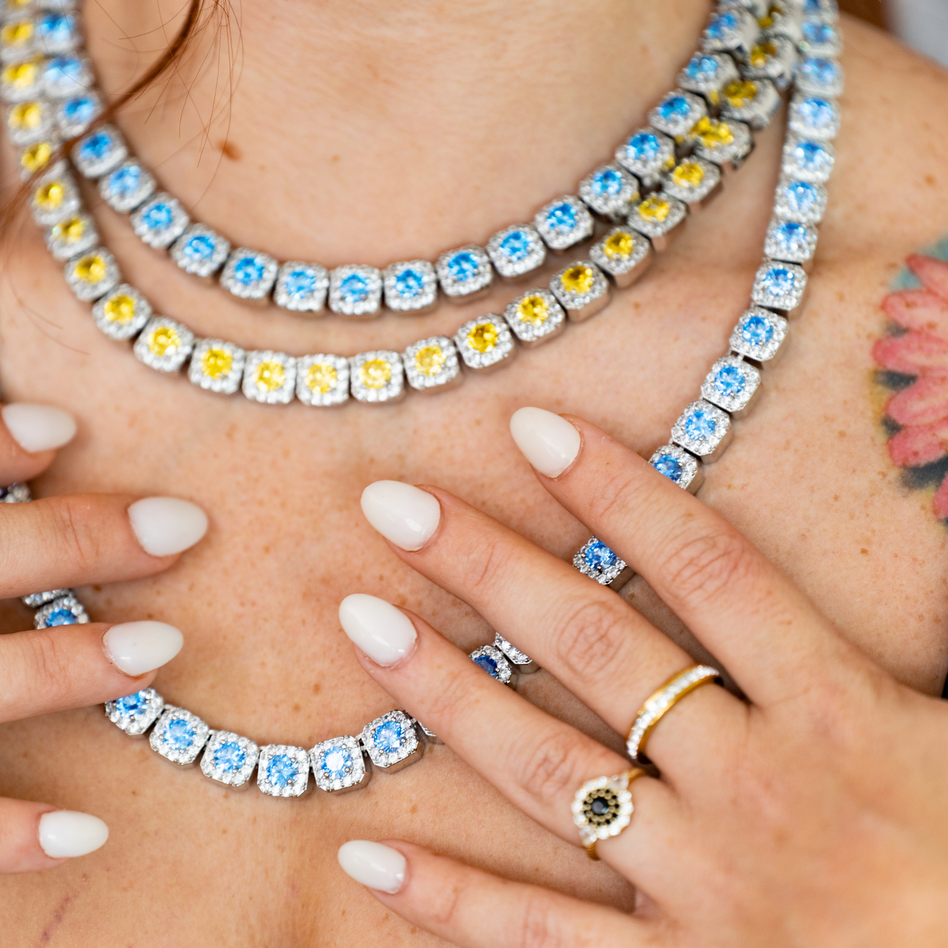 Yellow Cushion Cut Chain Necklace