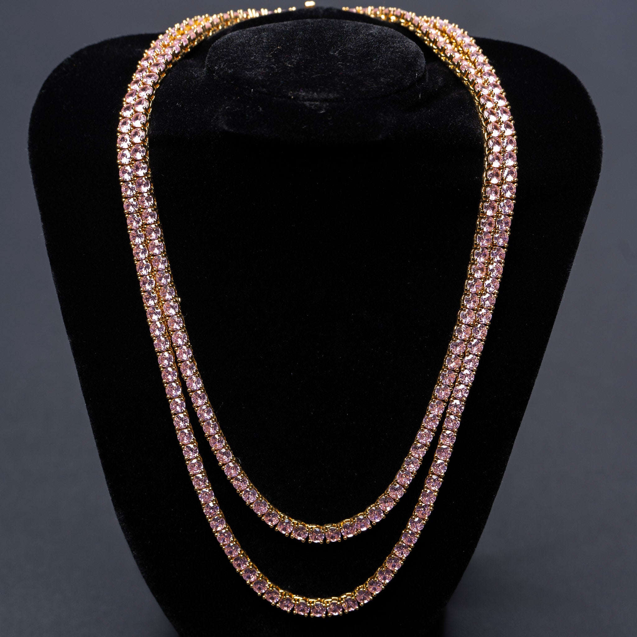 Lab Pink Diamond CZ Out Hip Hop Tennis Chain Gold Tennis Necklace 3mm,  Available In 16 30 Inches From Alab, $59.32 | DHgate.Com