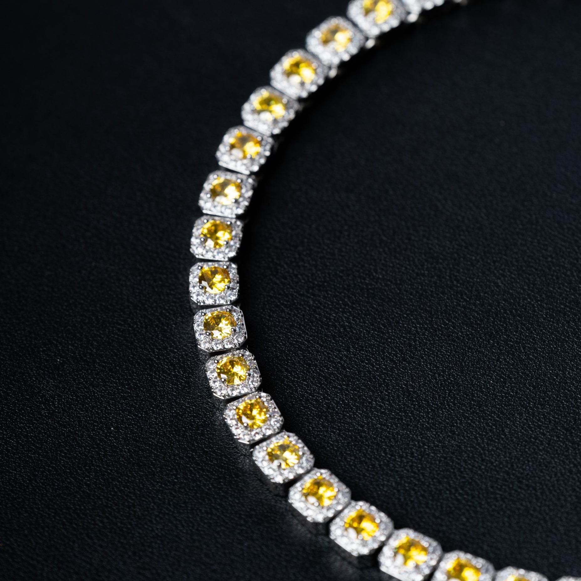 Yellow Cushion Cut Chain Necklace