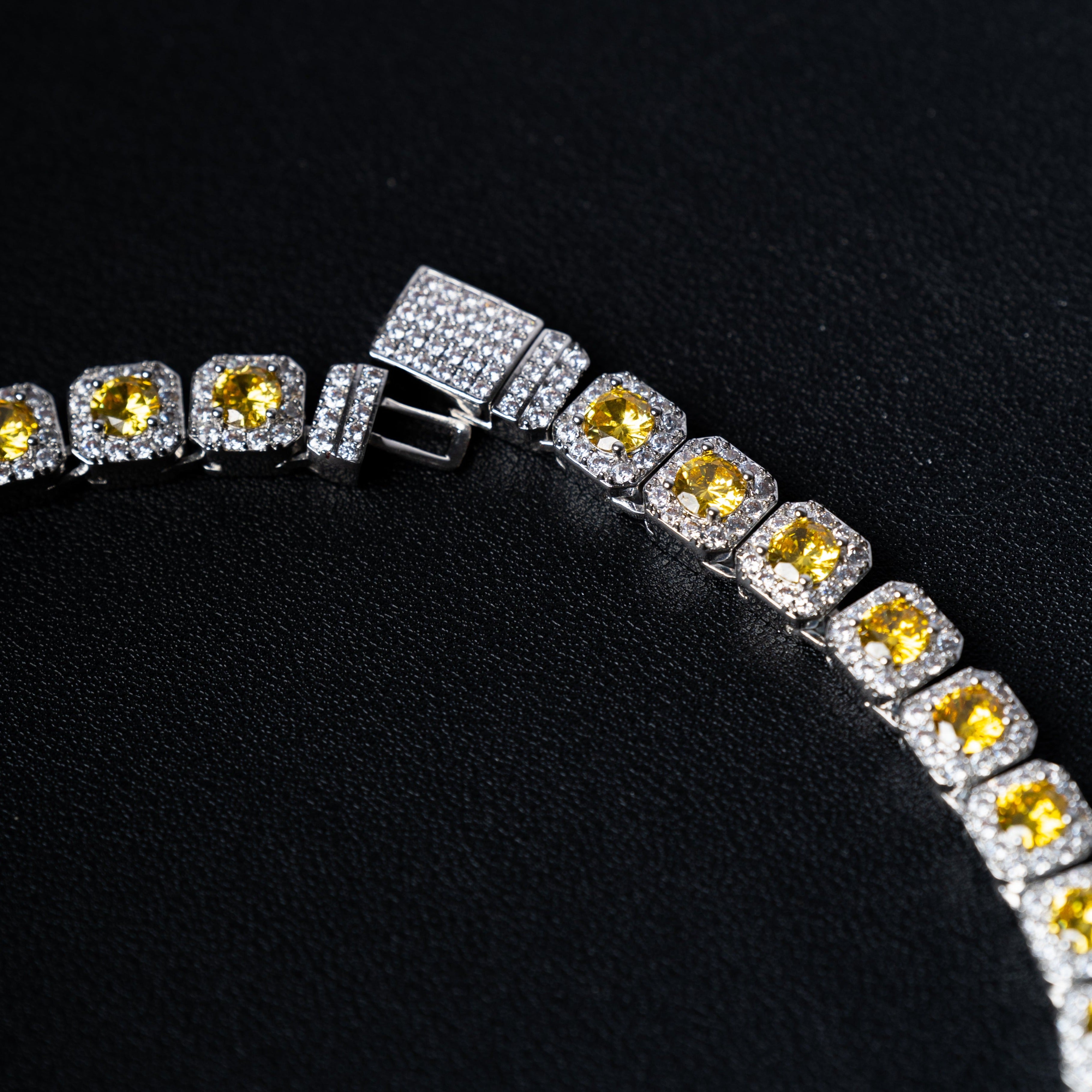 Yellow Cushion Cut Chain Necklace