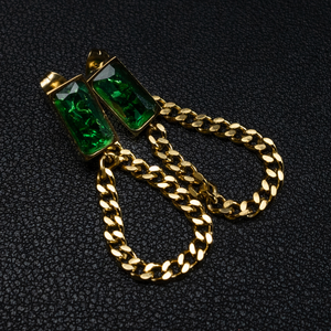 Emerald Chain Earrings