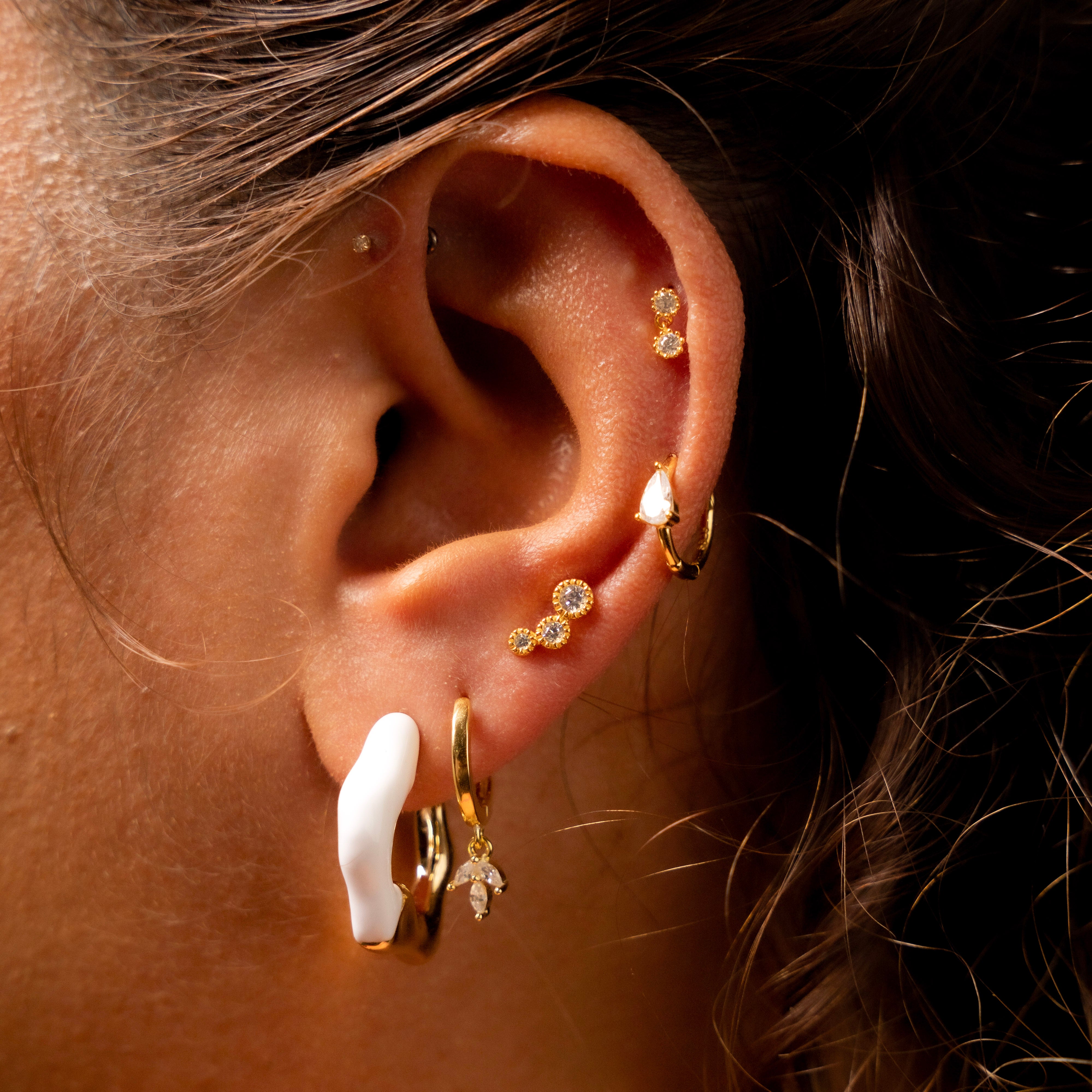 White & Gold Swerve Hoops