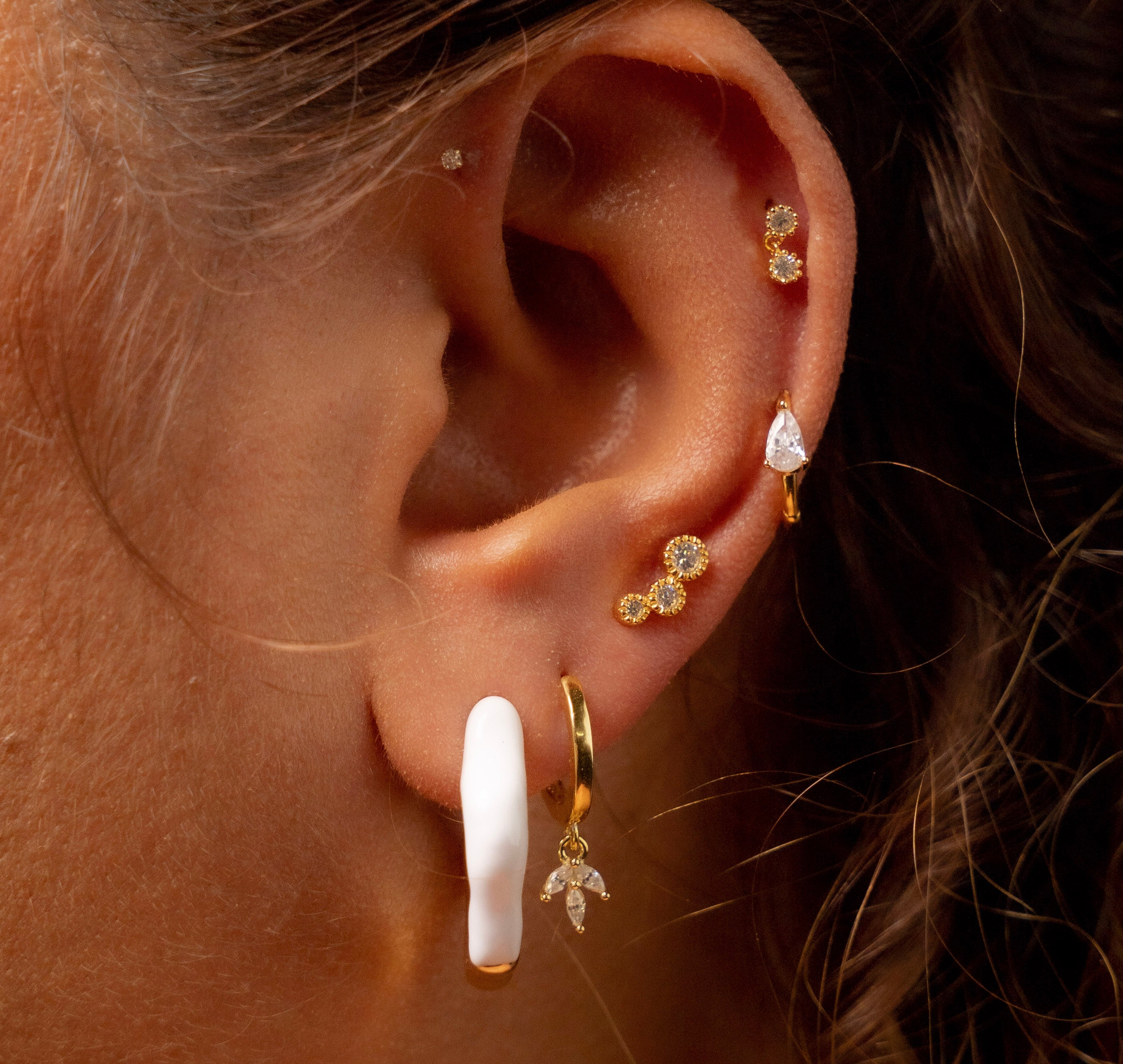 Triple Marquise Huggie