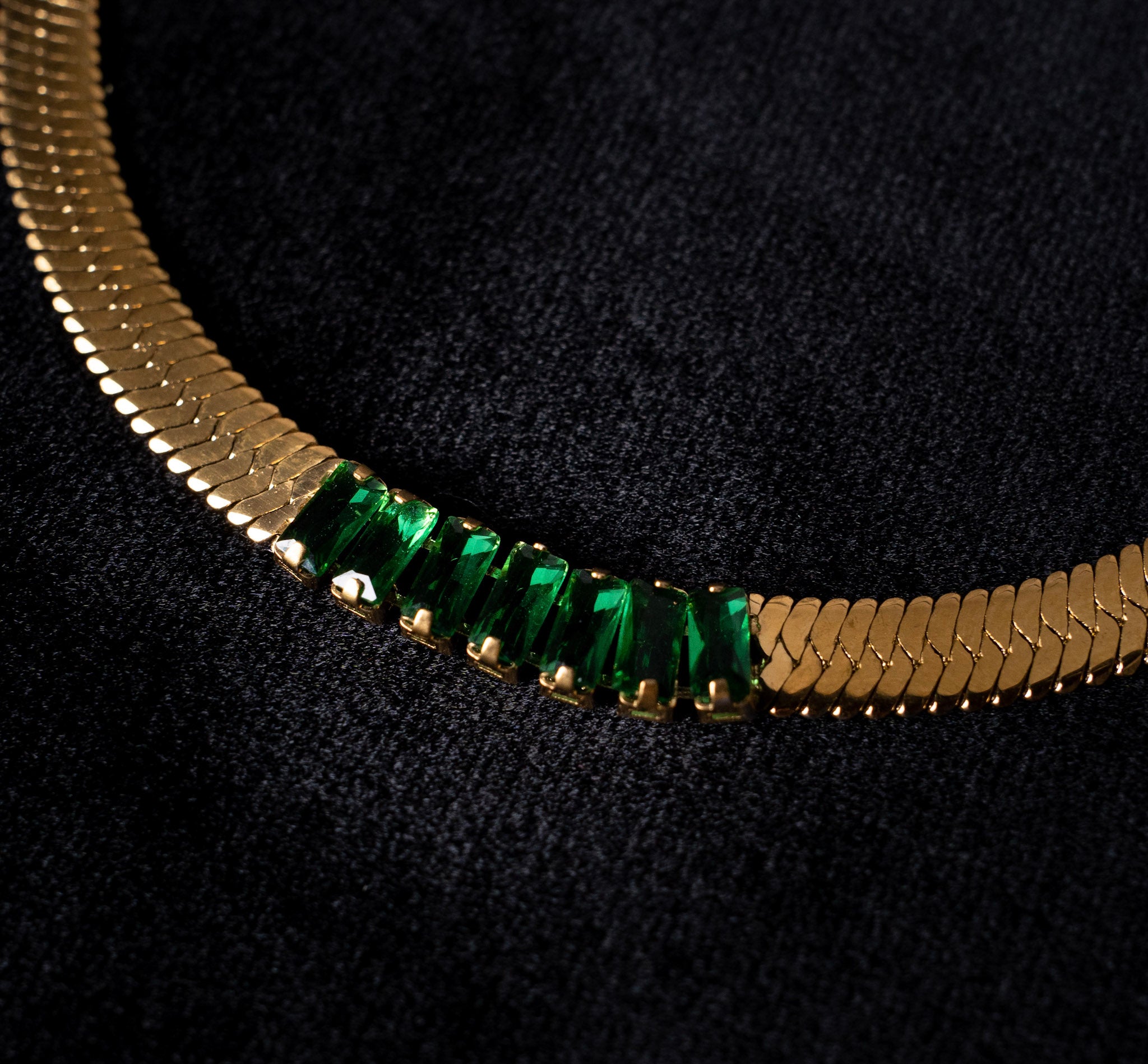Emerald Snake Chain Bracelet