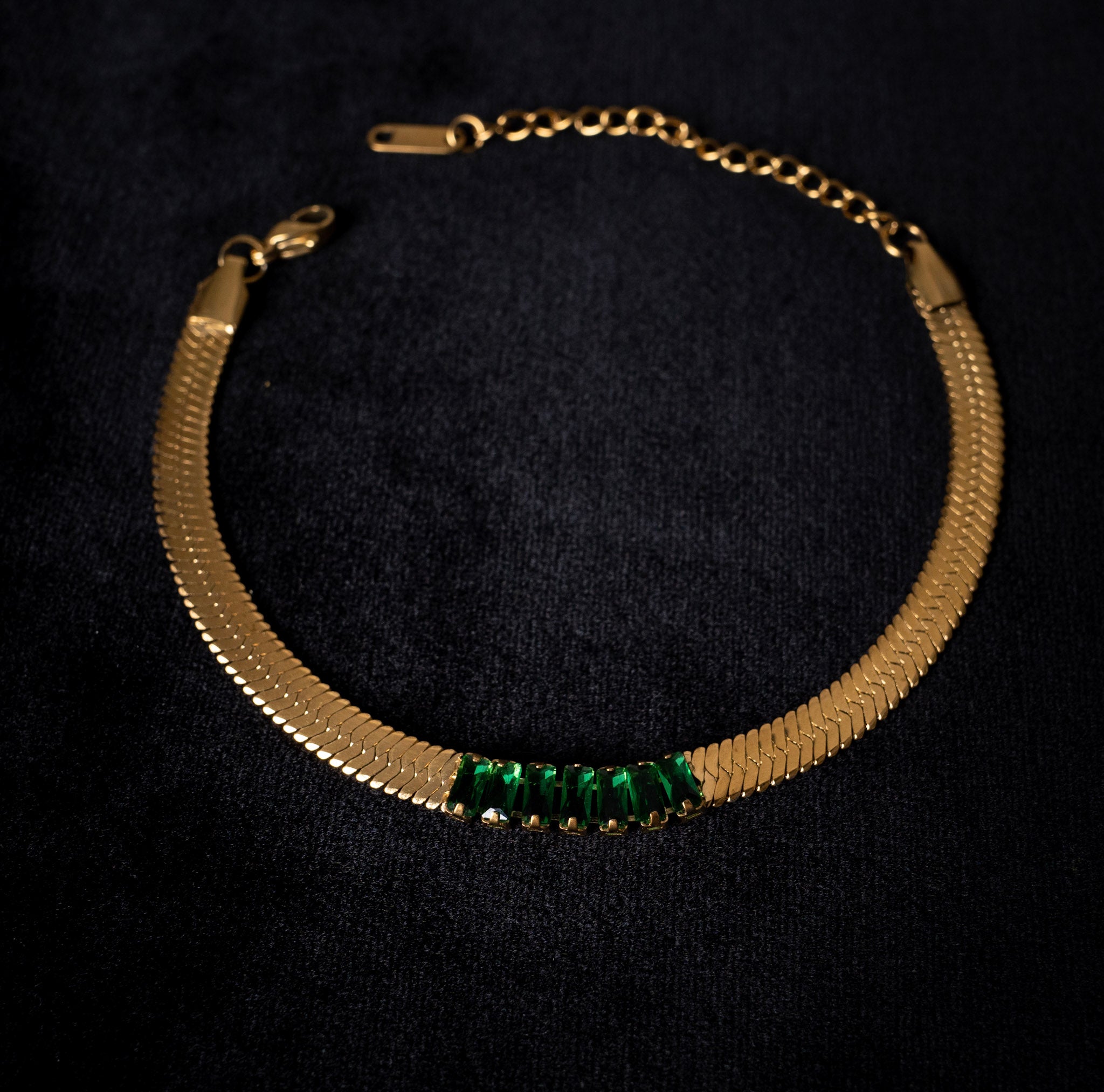 Emerald Snake Chain Bracelet