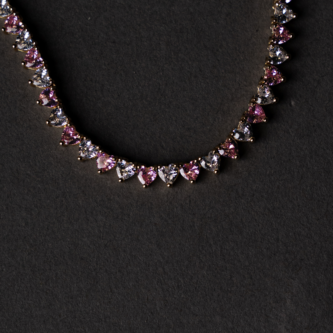 Pink + White Tennis Necklace