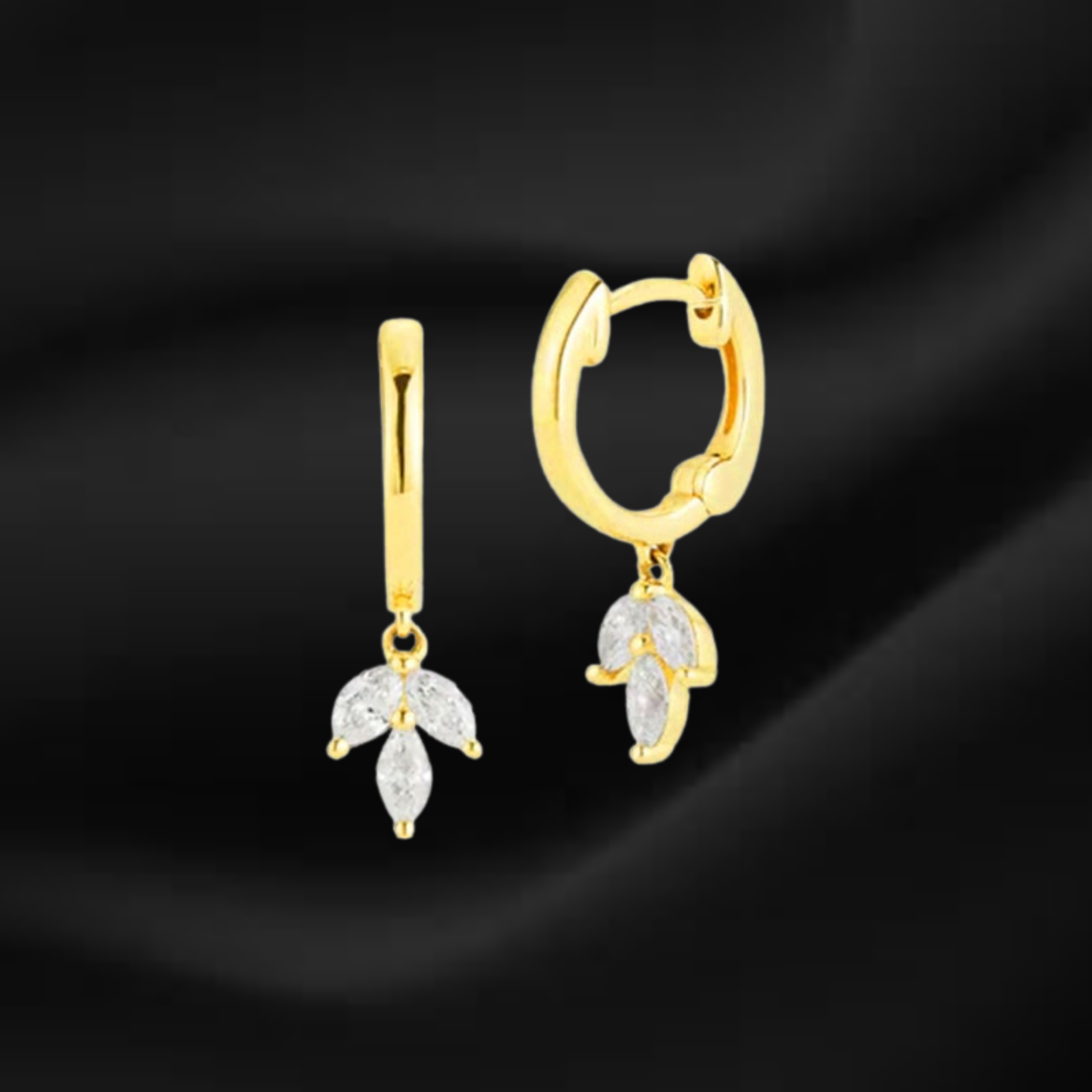 Triple Marquise Huggie